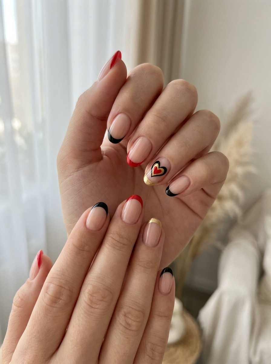 Deutschland Heart French Nails